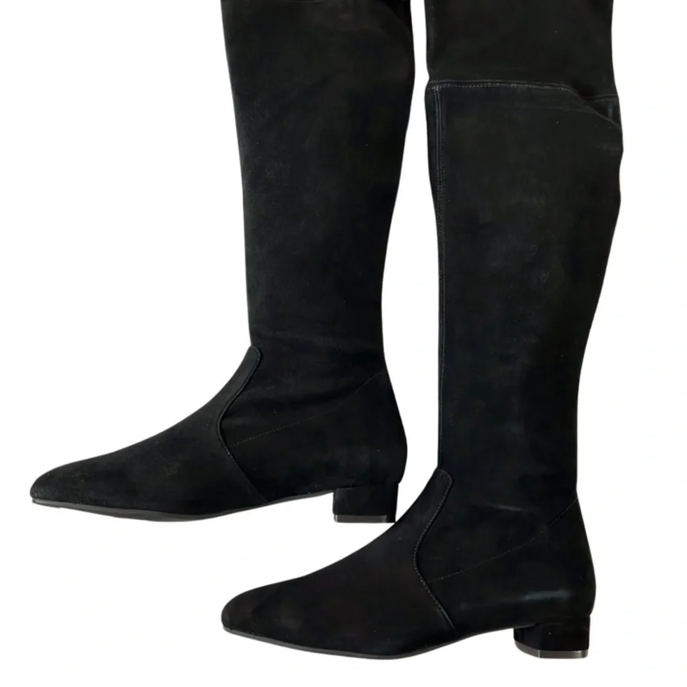 Stuart‎ Weitzman Suede Genna 25 Over the Knee City Boot Size 6.5 Black Pull On
